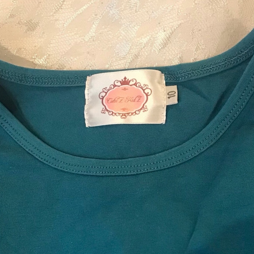 Girls Teal Long Sleeve Ruffle Cuff Top NWOT - Picture 3 of 3